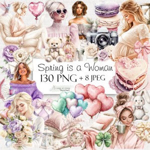 Spring is a Woman - zestaw grafik kobiecych do druku PNG + JPEG