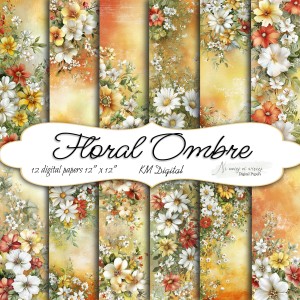 Floral Ombre KWADRAT papiery do druku