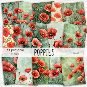 A4 Poppies papiery do druku