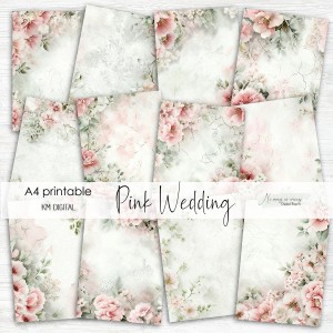 A4 Pink Wedding papiery do druku