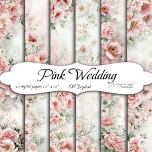 Pink Wedding KWADRAT papiery do druku