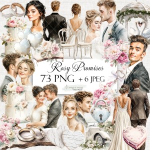 Rosy Promises - zestaw grafik ślubnych do samodzielnego wydruku