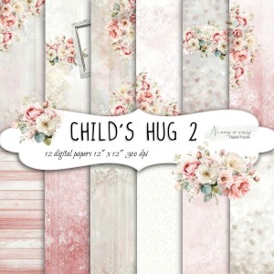 Child's Hug 2 KWADRAT papiery do druku dziecięce dla dziewczynki