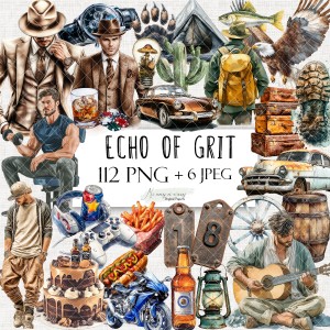 Echo of Grit - zestaw grafik do druku PNG + JPEG