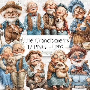Cute Grandparents - zestaw grafik do druku PNG + JPEG