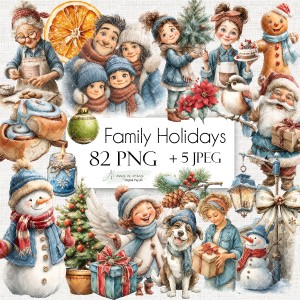 Family Holidays - zestaw grafik do druku PNG + JPEG