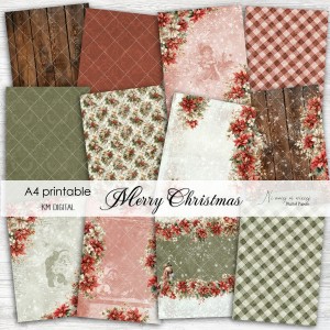 A4 Merry Christmas - papiery do druku świąteczne