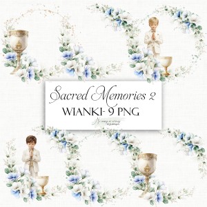 Wianki do zaproszeń komunijnych- niebieskie