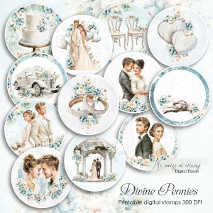 Divine Peonies - digi stemple