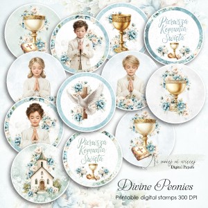 Divine Peonies - digi stemple komunijne