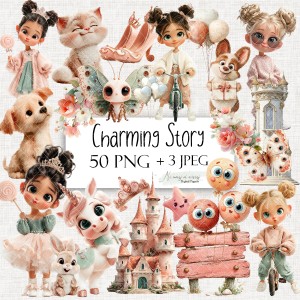 Charming Story - zestaw grafik do druku PNG + JPEG