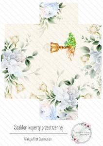 First Communion szablon kopertówka niebieska