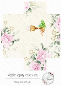 First Communion szablon kopertówka różowa