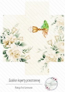 First Communion szablon kopertówka beżowa
