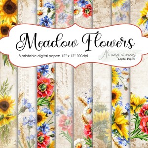 Meadow Flowers KWADRAT papiery do druku