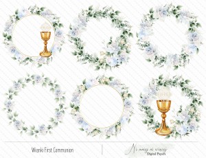 First Communion wianki niebieskie do druku