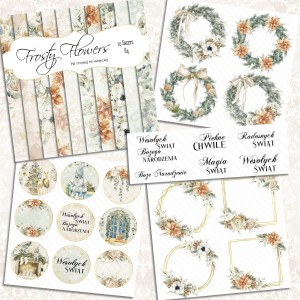 Zestaw powiększony Frosty Flowers A4 do druku