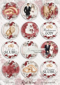 Red Wine digi stemple ślubne / rocznicowe