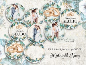 Midnight Navy digi stemple ślubne