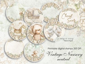 Vintage Nursery digi stemple kolor "neutral"