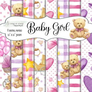 Baby Girl KWADRAT papiery do druku