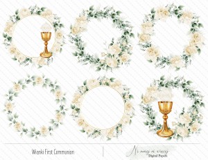 First Communion wianki beżowe do druku