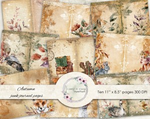 Autumn junk journal karty do druku