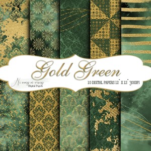 Gold Green KWADRAT papiery do druku