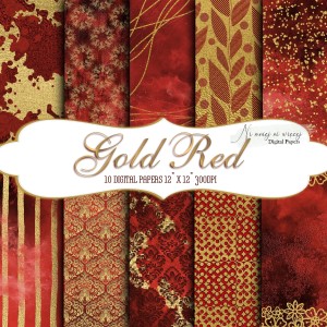 Gold Red KWADRAT papiery do druku