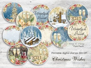 Christmas Wishes digi stemple do druku