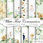 White First Communion KWADRAT papiery do druku 