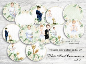 White First Communion digi stemple set1