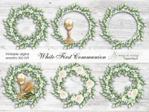 White First Communion wianki do druku