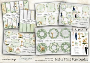 Zestaw powiększony KWADRAT White First Communion 