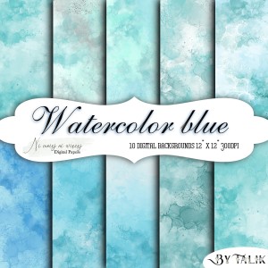 Watercolor Blue KWADRAT papiery do druku