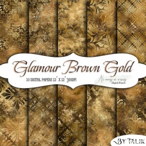 Glamour Brown Gold KWADRAT papiery do druku