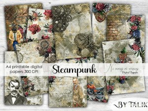 Steampunk A4 papiery do druku